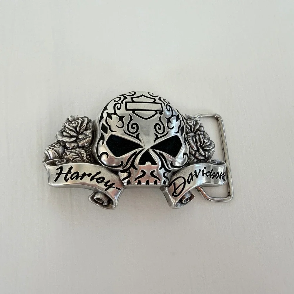 Harley-Davidson Belt Buckle Unisex Silver Sugar Skull 2013 Rose Biker Accessory